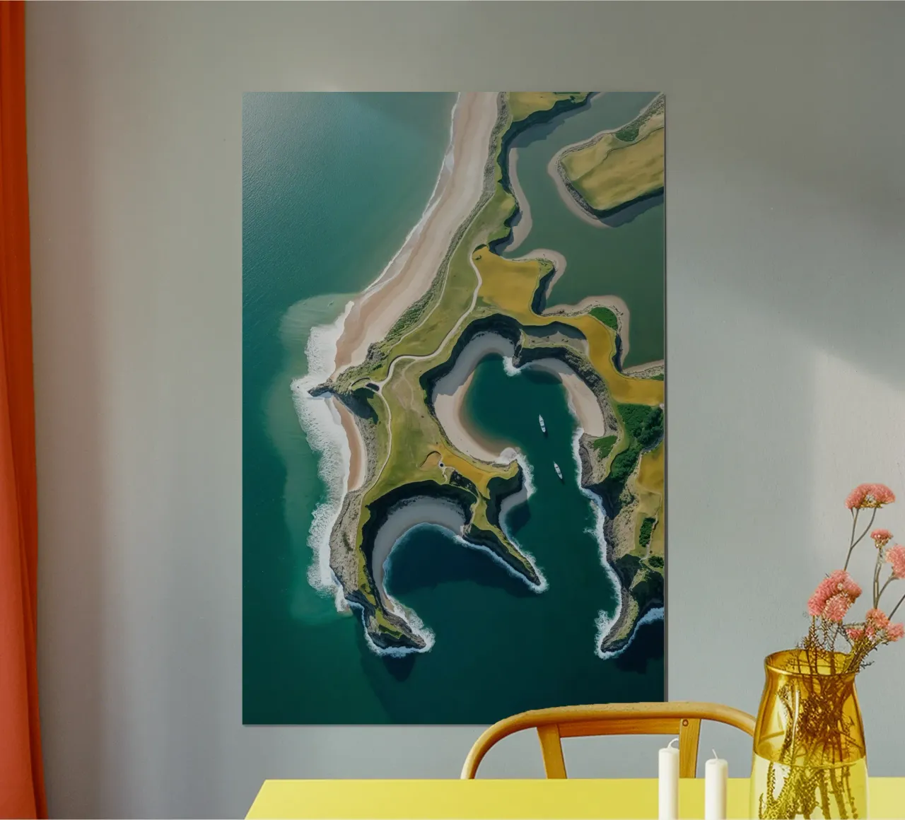 Nature’s Canvas – Sylt from Above poster con telaio in alluminio da AlbertKlee