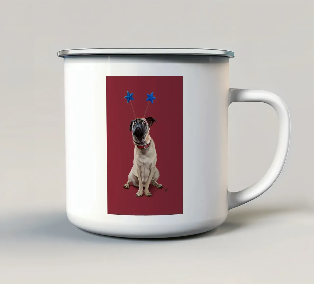 A Pug's Life! (Colour) tazza in smalto da Rob Art | Illustration