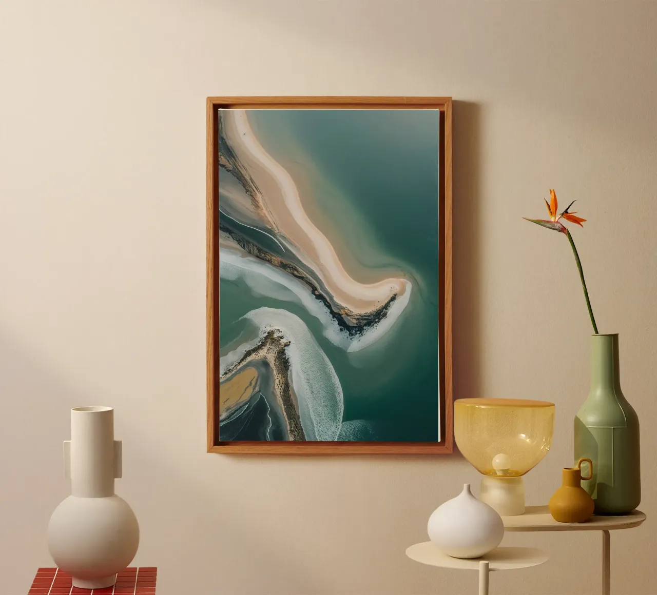 Tidal Harmony – The Dance of Water and Sand tela con Cornice a cassetta da AlbertKlee