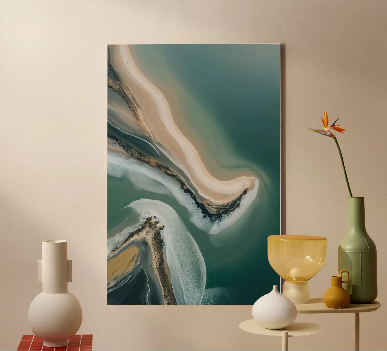 Tidal Harmony – The Dance of Water and Sand tela con Cornice a cassetta da AlbertKlee
