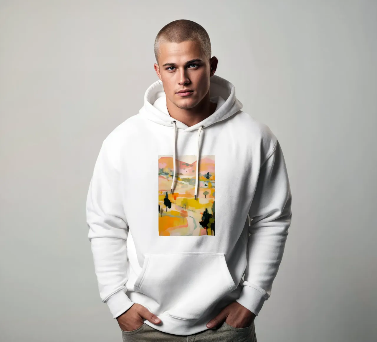 Golden Summer Trail - Abstract Impressionist Landscape hoodie by Modern Muse