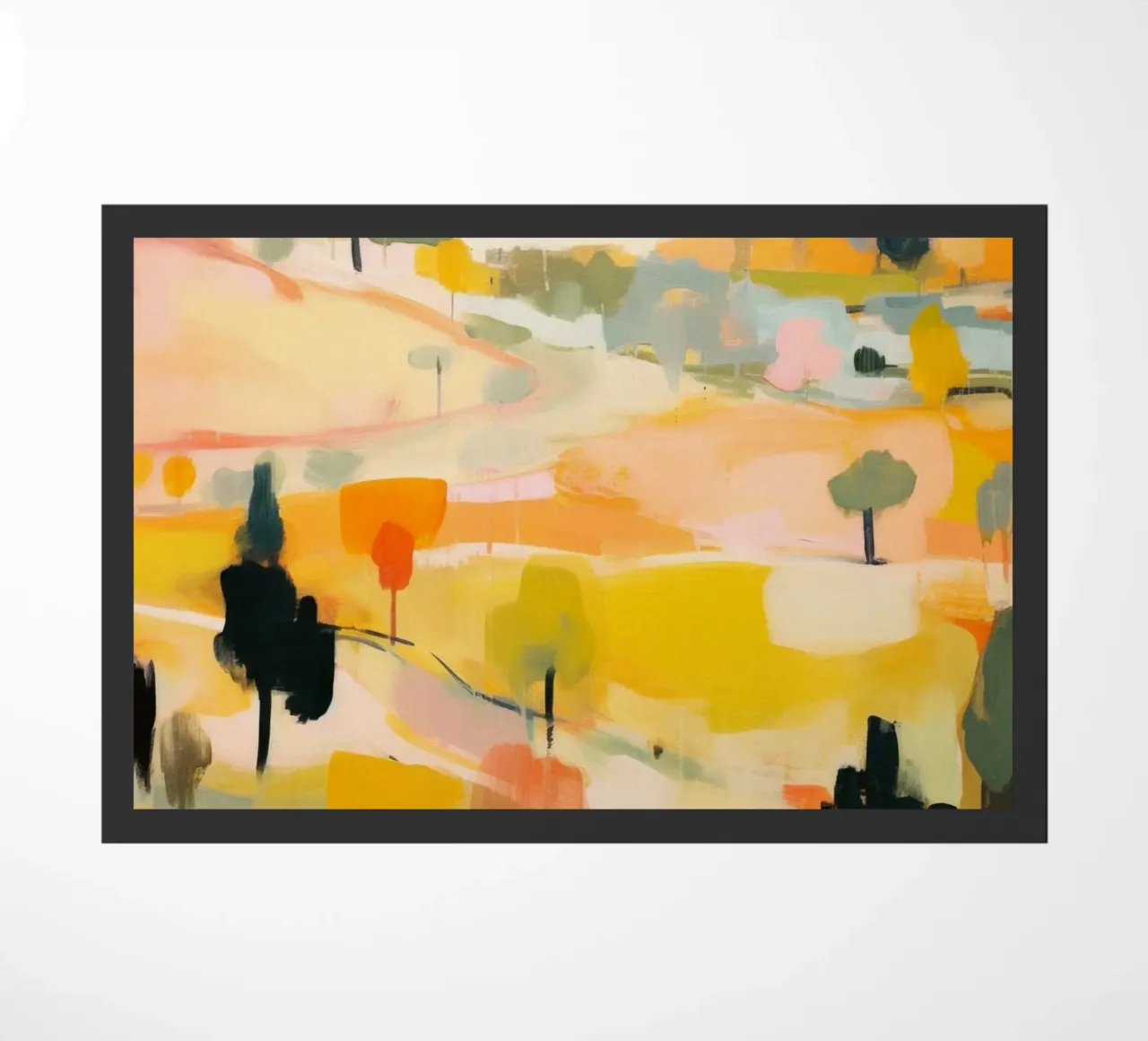 Golden Summer Trail - Abstract Impressionist Landscape doormat by Modern Muse