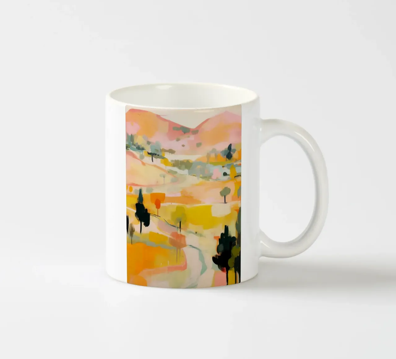 Gouden zomerpad - Abstract impressionistisch landschap keramische mok van Modern Muse