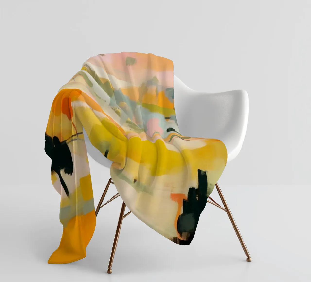 Golden Summer Trail - Abstract Impressionist Landscape fleece blanket by Modern Muse