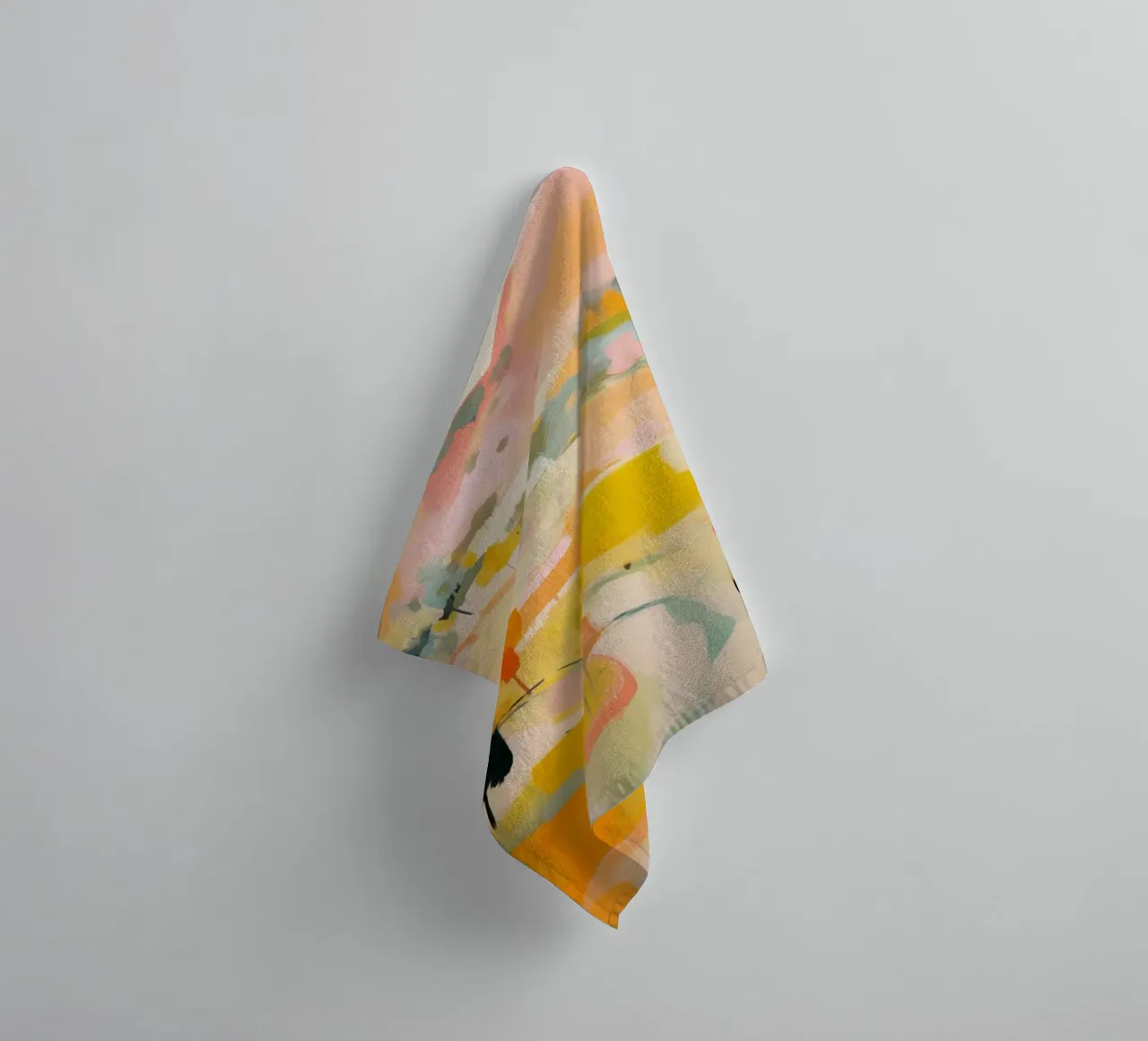 Gouden zomerpad - Abstract impressionistisch landschap badhanddoek van Modern Muse