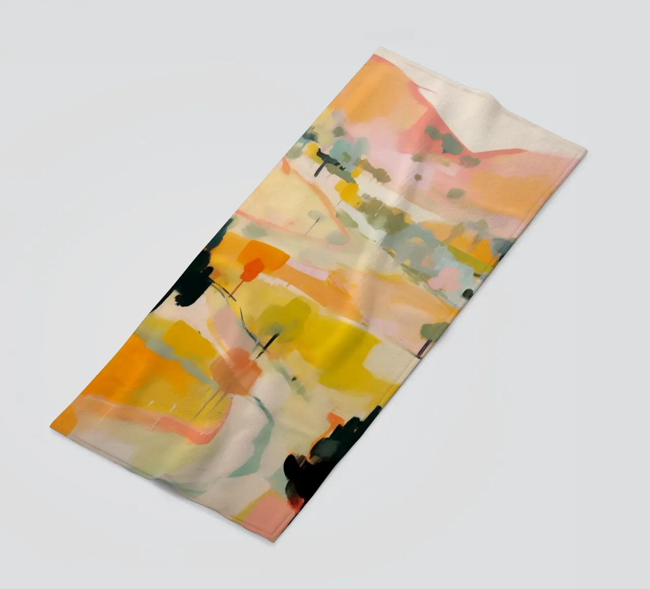 Golden Summer Trail - Abstract Impressionist Landscape beach towel by Modern Muse