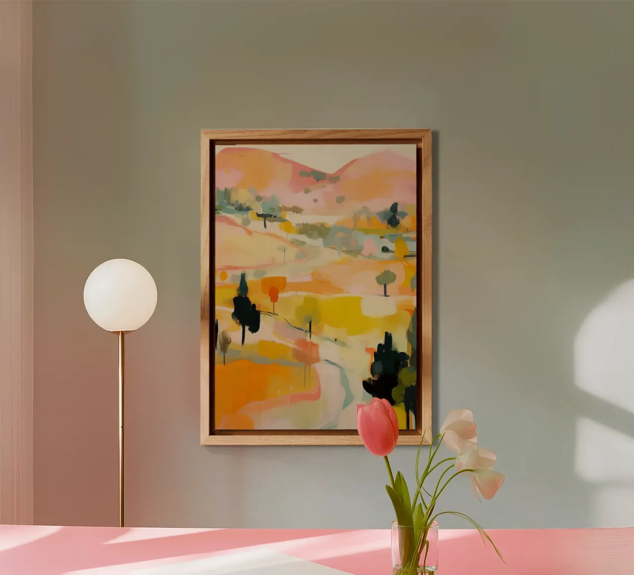 Golden Summer Trail - Abstract Impressionist Landscape forex plate by Modern Muse