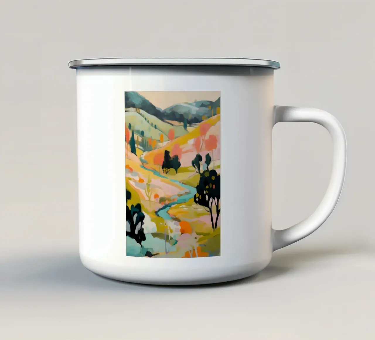 Ruscello d'estate dorato - Pittura impressionista astratta tazza in smalto da Modern Muse