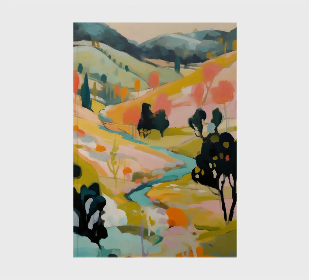 Golden Summer Stream – Abstract Impressionist Painting notebook by Modern Muse