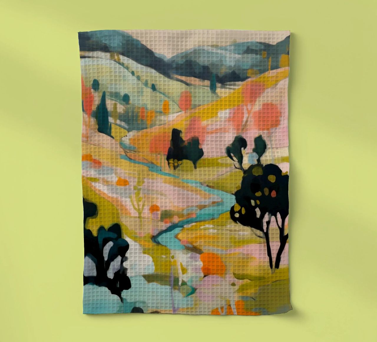 Goldener Sommerstrom - Abstraktes impressionistisches Gemälde Geschirrtuch von Modern Muse