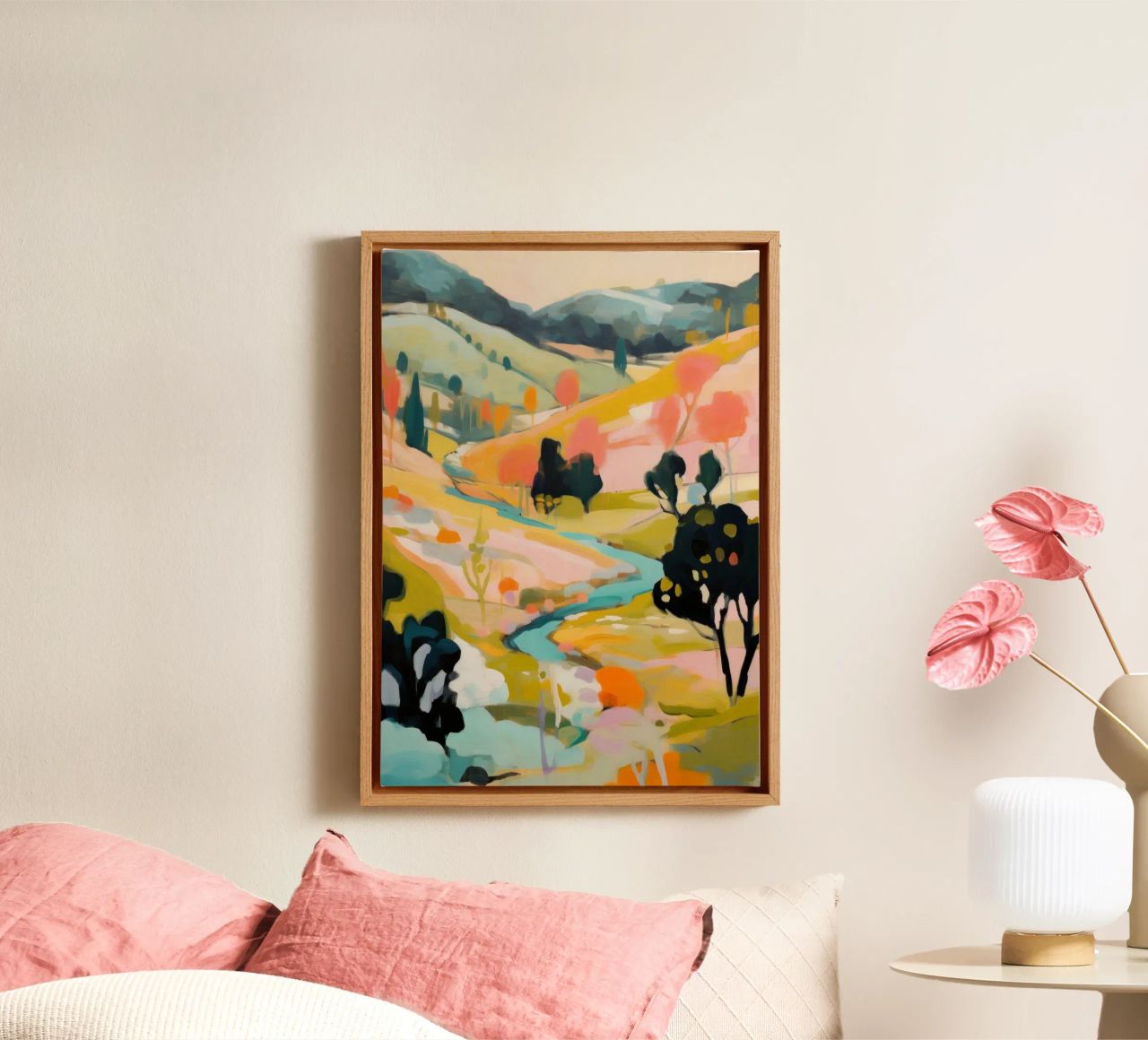Golden Summer Stream – Abstract Impressionist Painting canvas by Modern Muse