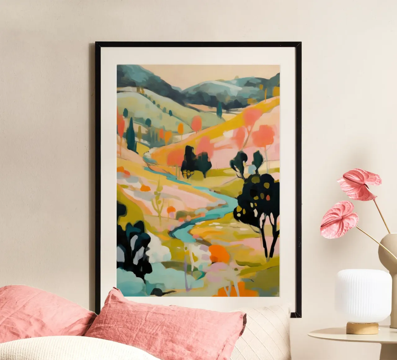 Ruscello d'estate dorato - Pittura impressionista astratta carta hahnemühle da Modern Muse