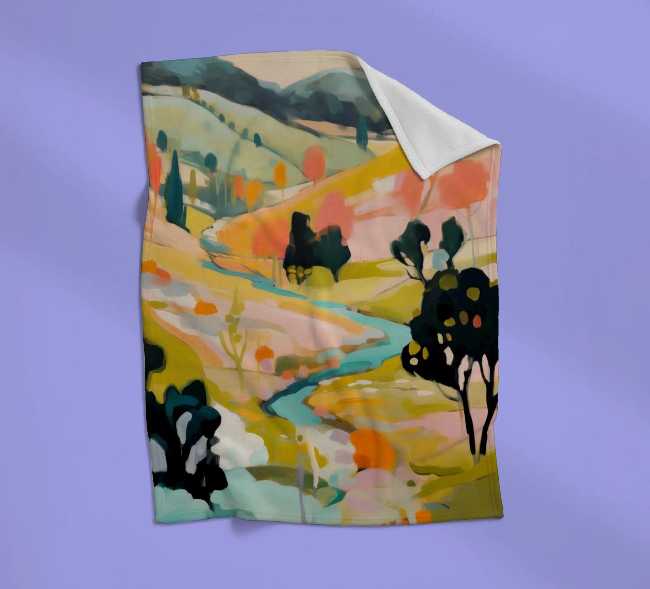 Goldener Sommerstrom - Abstraktes impressionistisches Gemälde Fleecedecke von Modern Muse