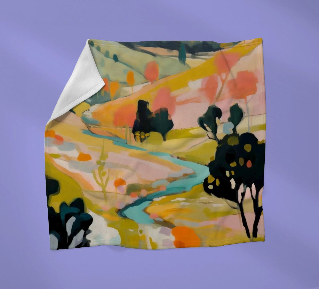 Goldener Sommerstrom - Abstraktes impressionistisches Gemälde Fleecedecke von Modern Muse