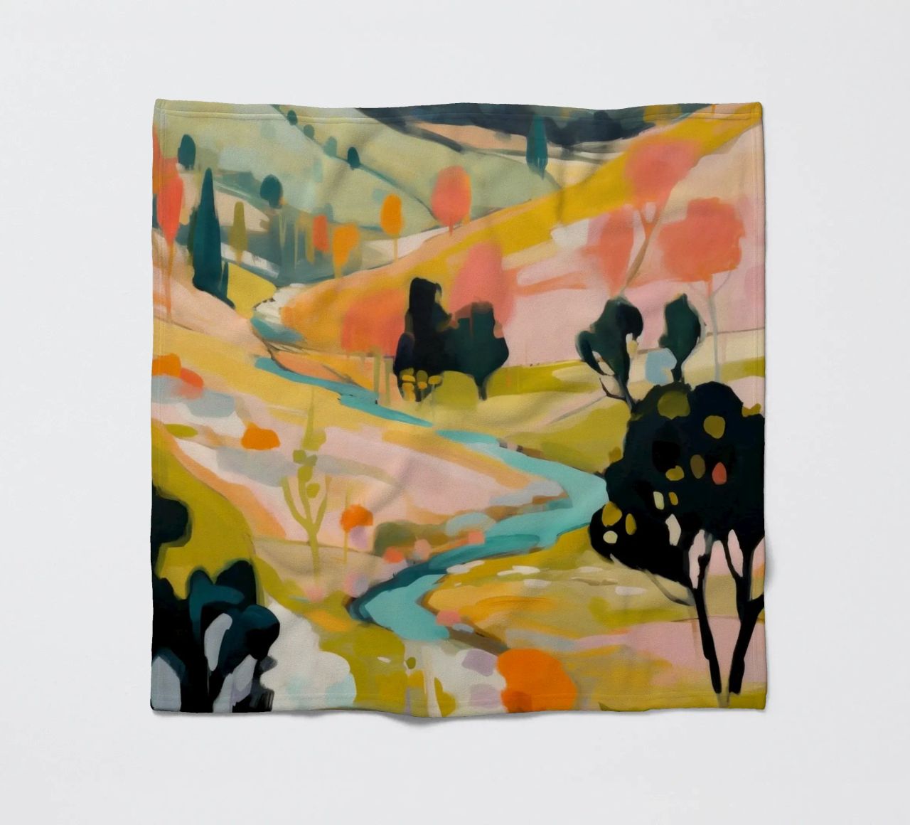 Goldener Sommerstrom - Abstraktes impressionistisches Gemälde Fleecedecke von Modern Muse