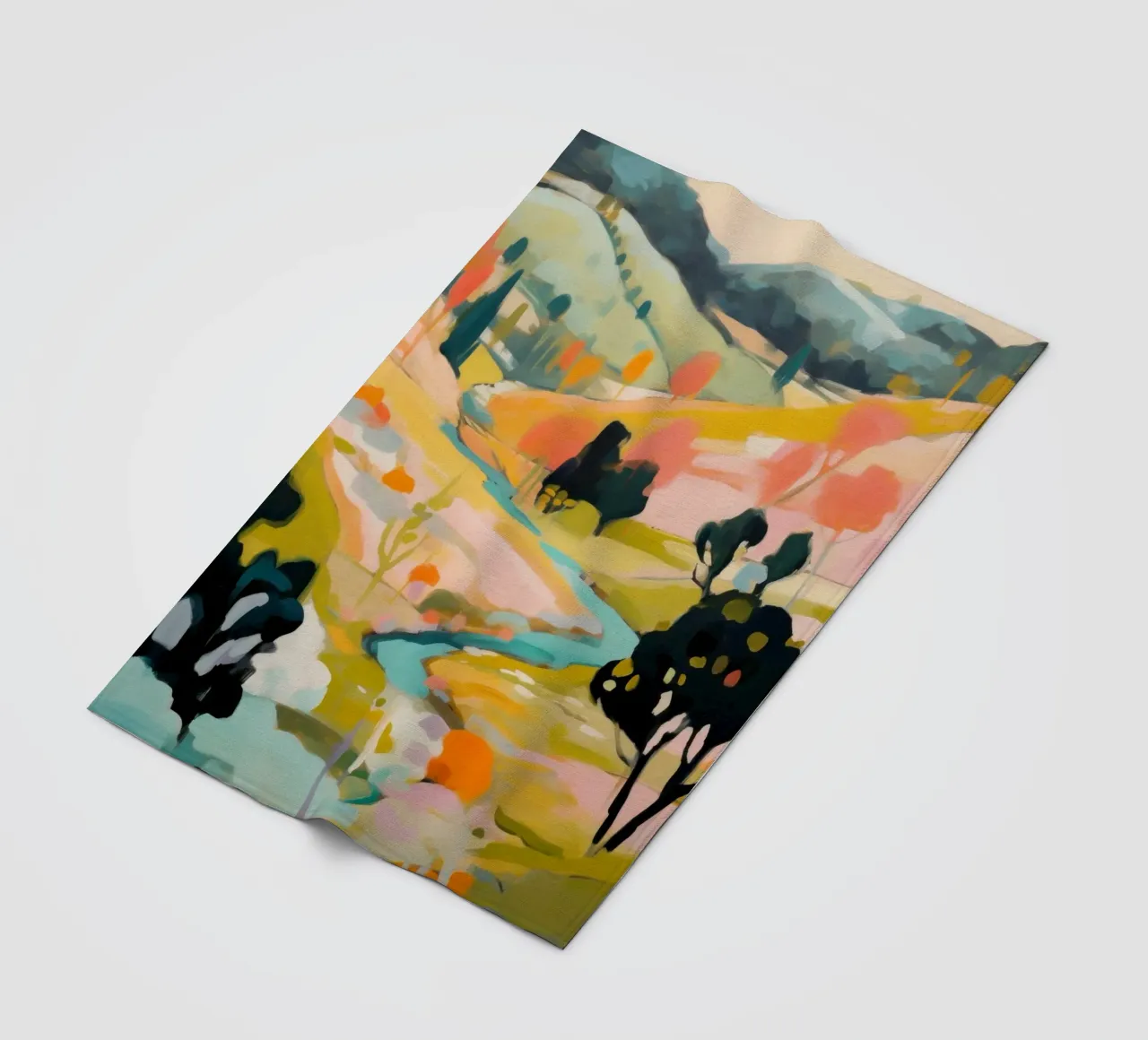 Ruscello d'estate dorato - Pittura impressionista astratta coperta in pile da Modern Muse