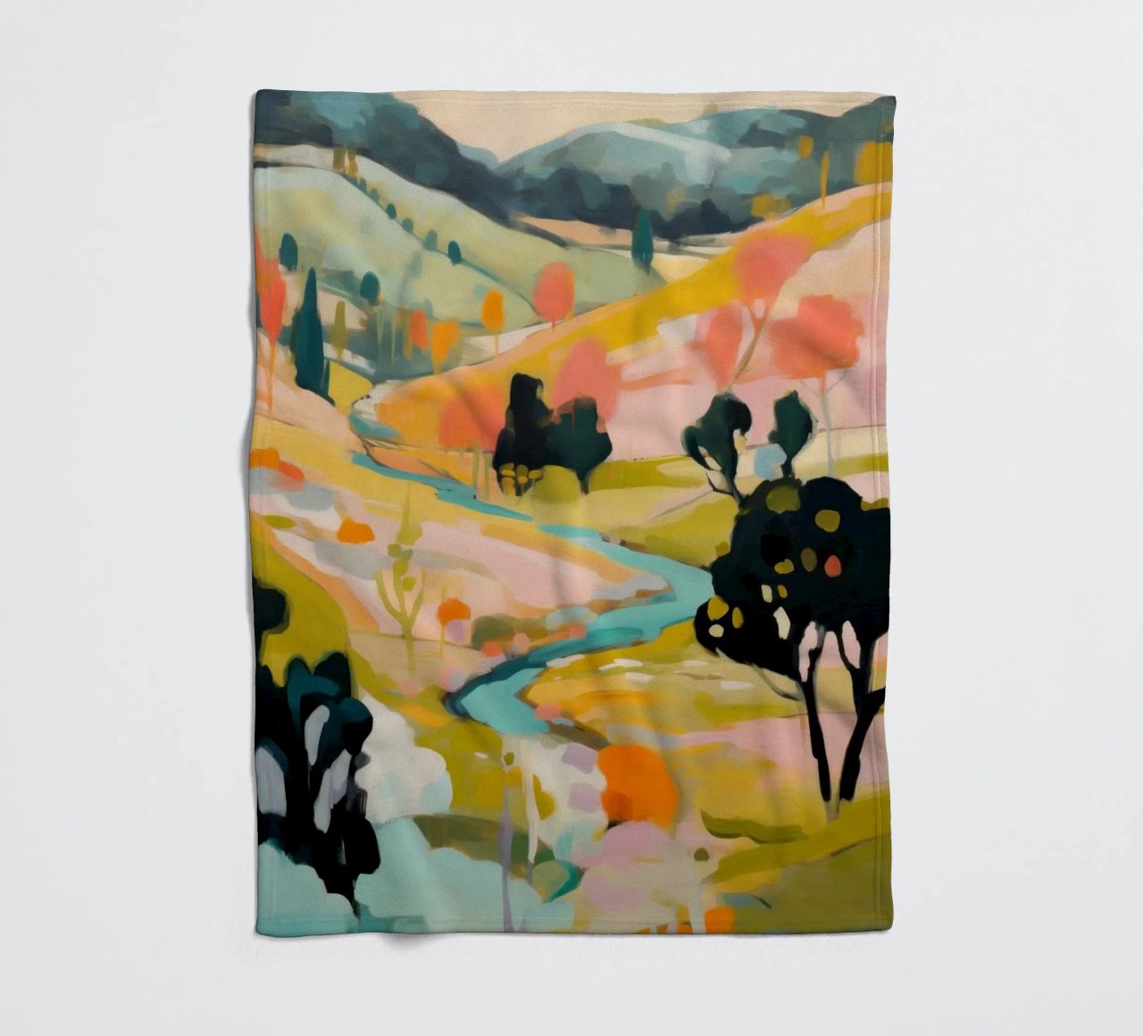 Goldener Sommerstrom - Abstraktes impressionistisches Gemälde Fleecedecke von Modern Muse