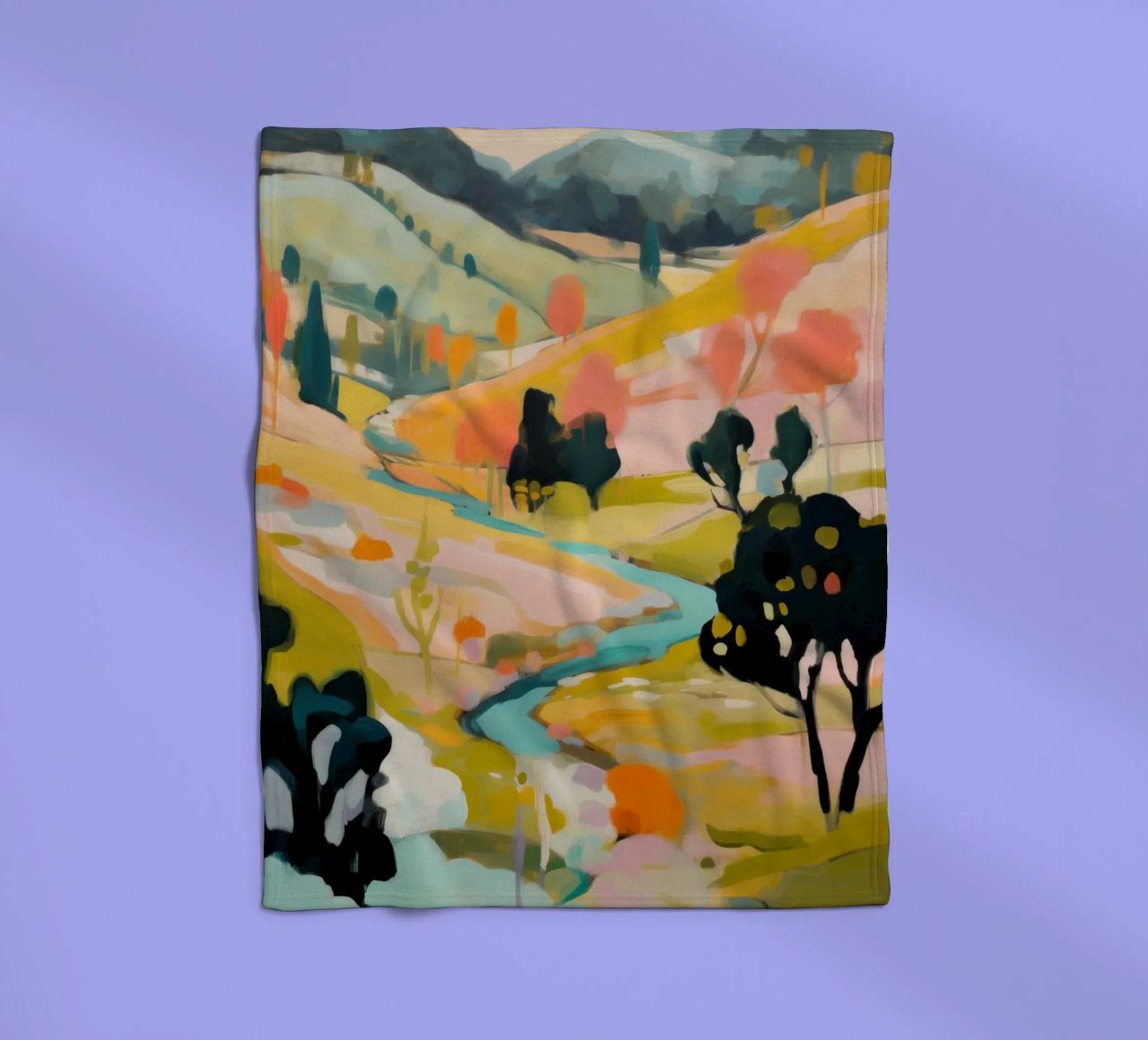 Goldener Sommerstrom - Abstraktes impressionistisches Gemälde Fleecedecke von Modern Muse