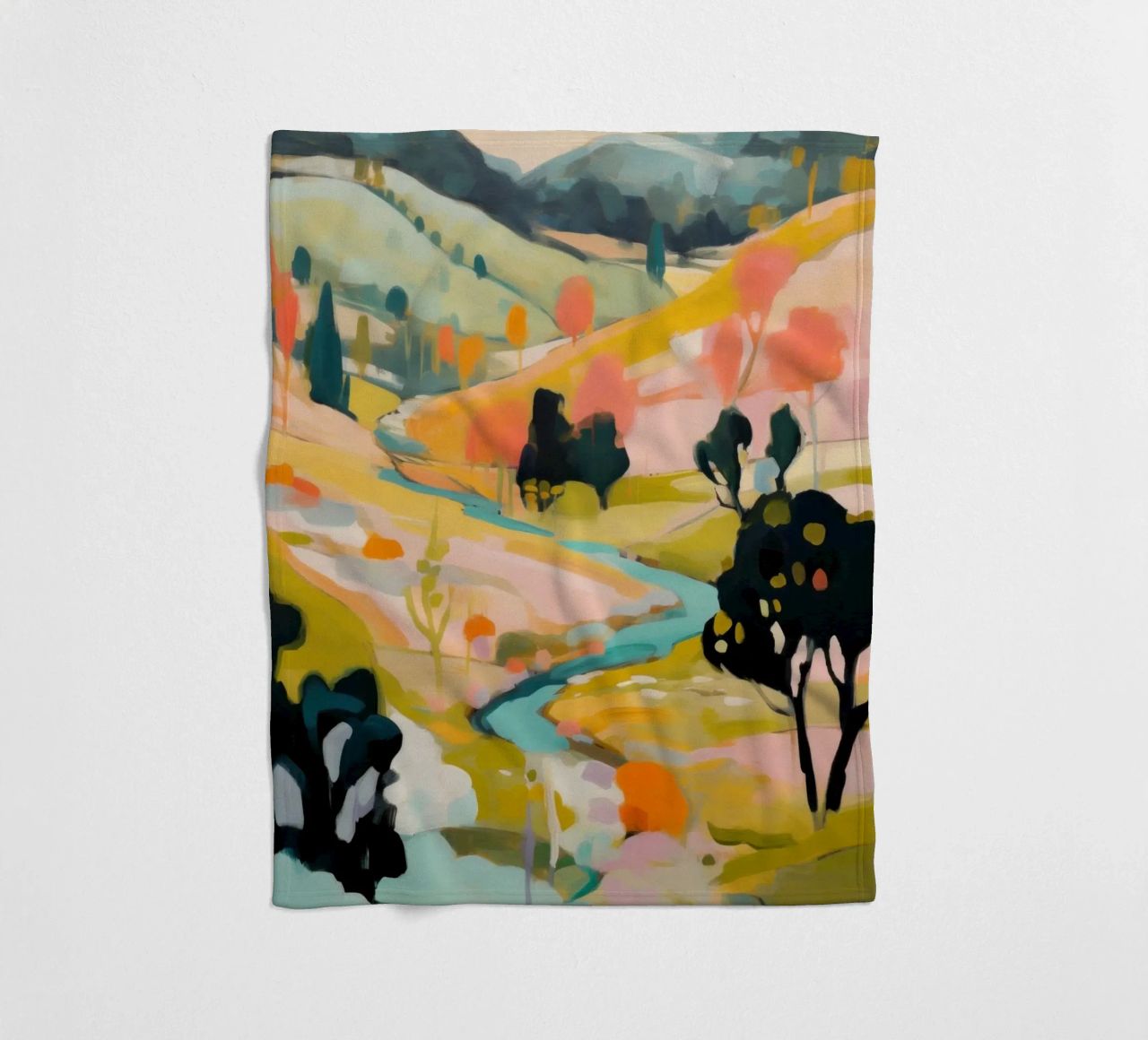 Goldener Sommerstrom - Abstraktes impressionistisches Gemälde Fleecedecke von Modern Muse
