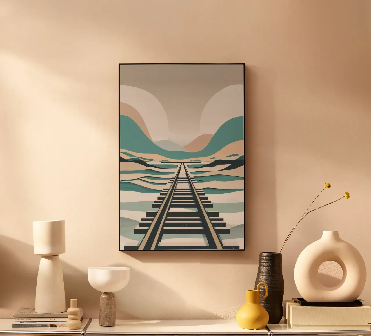 Abstract Vision of Sylt’s Railway Through the Dunes alluminio dibond da AlbertKlee