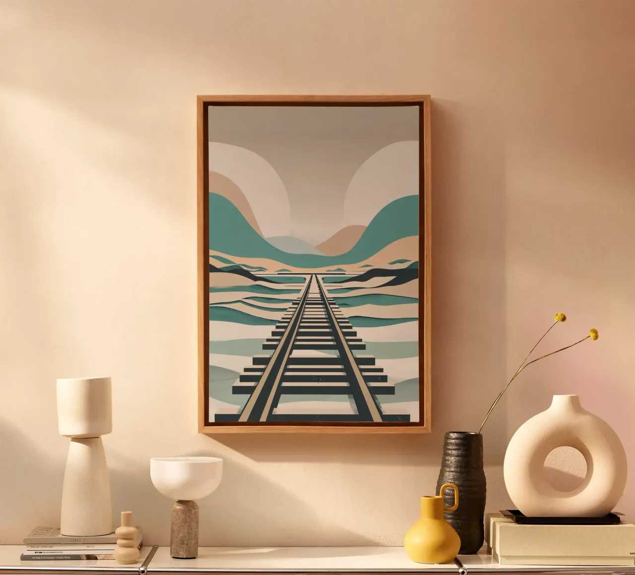 Abstract Vision of Sylt’s Railway Through the Dunes canvas van AlbertKlee
