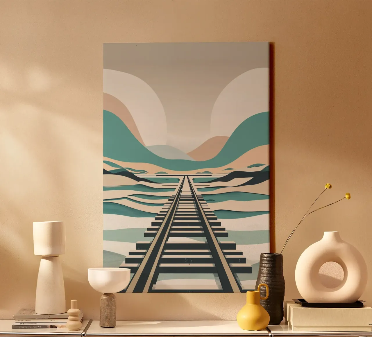 Abstract Vision of Sylt’s Railway Through the Dunes canvas van AlbertKlee