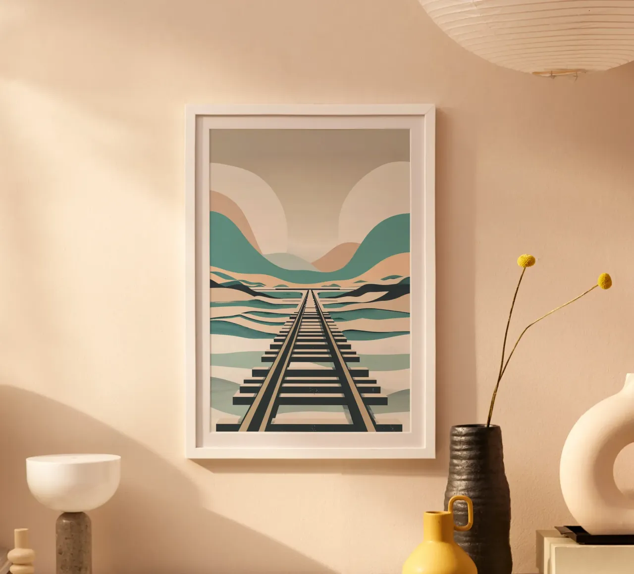 Abstract Vision of Sylt’s Railway Through the Dunes carta hahnemühle da AlbertKlee