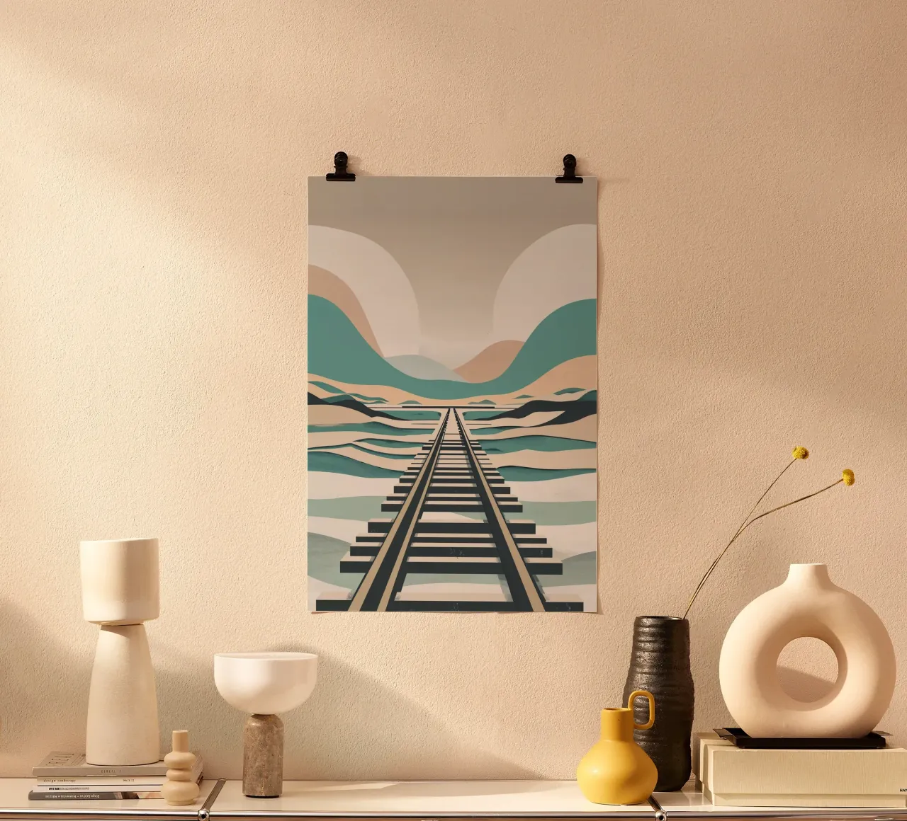 Abstract Vision of Sylt’s Railway Through the Dunes carta hahnemühle da AlbertKlee