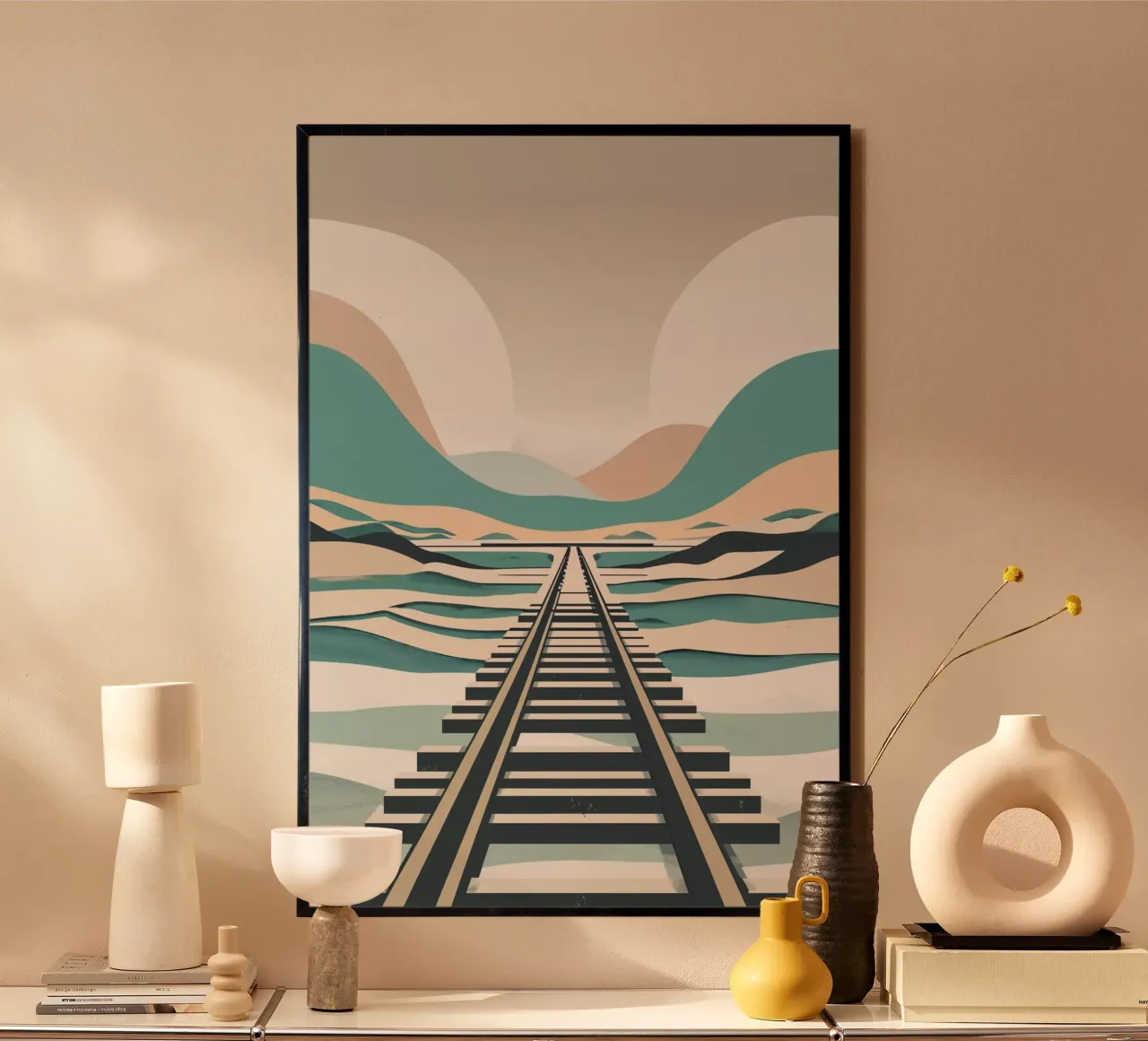 Abstract Vision of Sylt’s Railway Through the Dunes carta hahnemühle da AlbertKlee