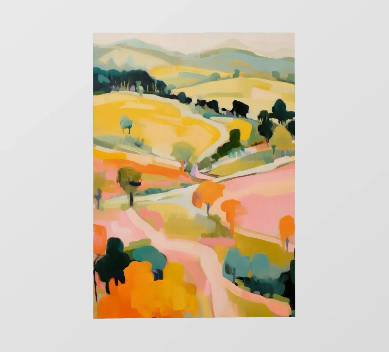Blush Summer Trails - Abstract impressionistisch landschap backlit folie van Modern Muse