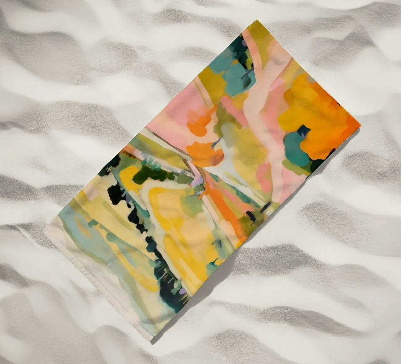 Blush Summer Trails - Abstract impressionistisch landschap strandhanddoek van Modern Muse