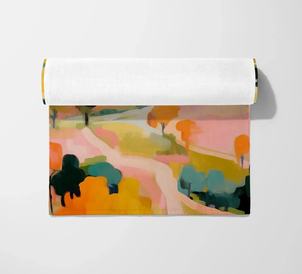 Blush Summer Trails - Abstract impressionistisch landschap strandhanddoek van Modern Muse