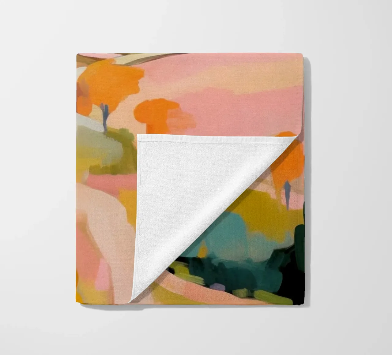 Blush Summer Trails - Abstract impressionistisch landschap strandhanddoek van Modern Muse