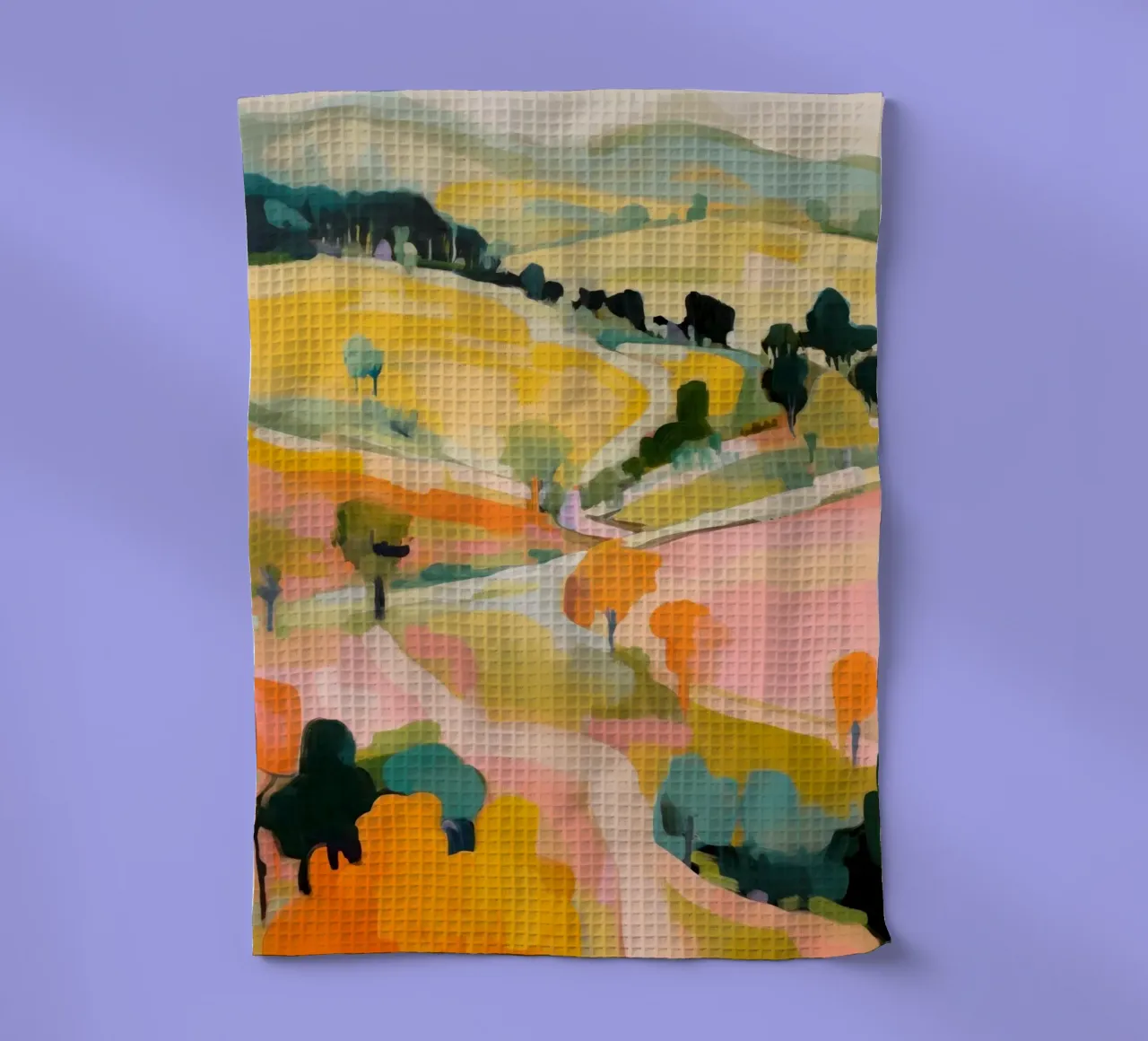 Blush Summer Trails - Paysage abstrait impressionniste torchon de Modern Muse