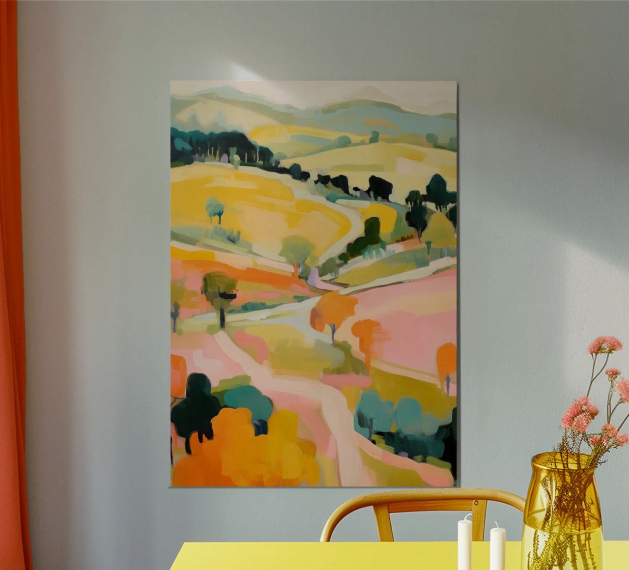 Blush Summer Trails - Abstrakt-impressionistische Landschaft Poster von Modern Muse