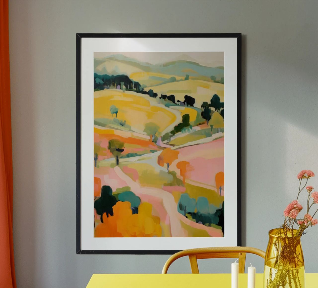 Blush Summer Trails - Abstrakt-impressionistische Landschaft Poster von Modern Muse