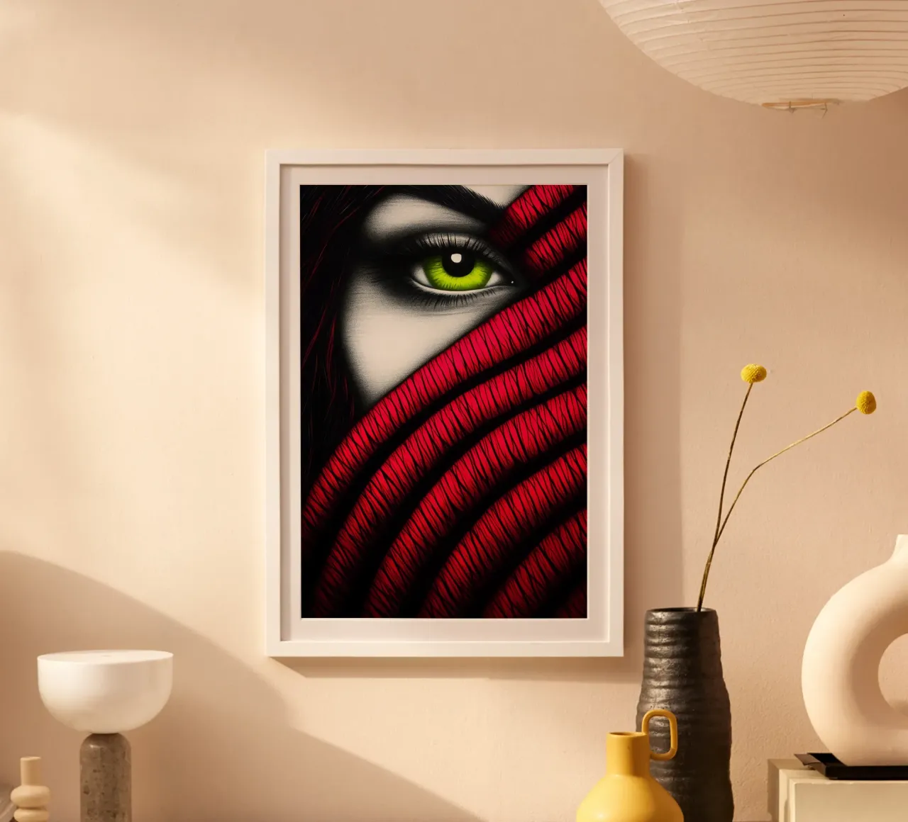 Het waakzame oog - intensiteit achter de sluier poster met aluminium frame van melipo-art