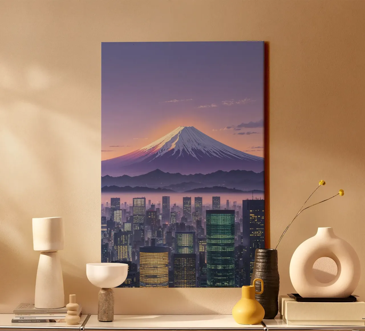 A Dreamy View of Mount Fuji in the Evening tela da AlbertKlee