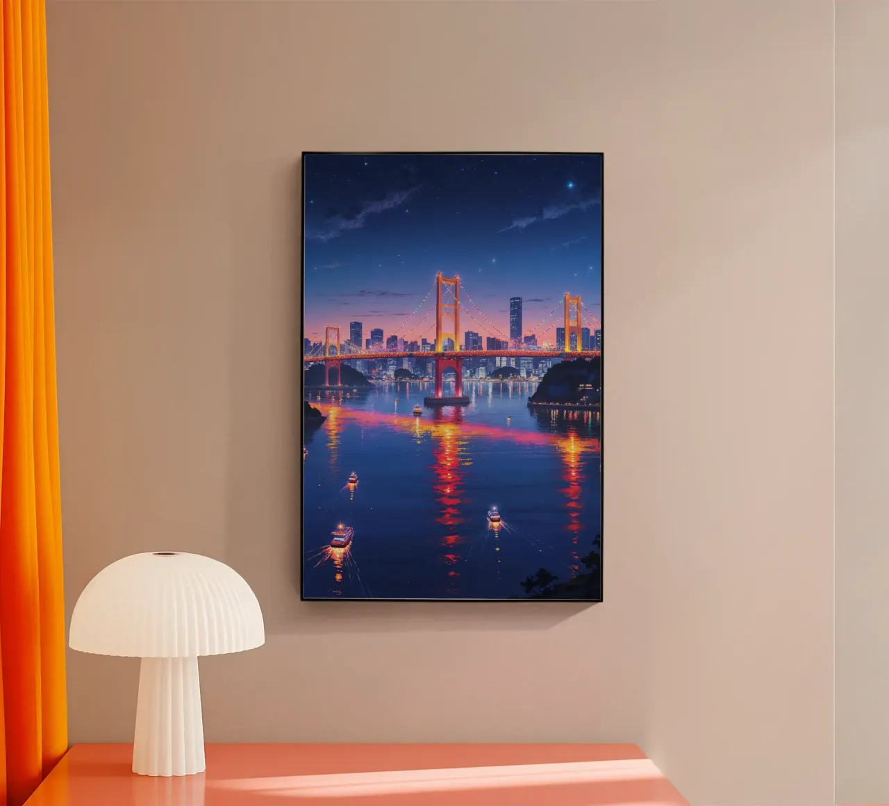 Rainbow Bridge at Twilight – Hyperrealistic Painting plexiglass da AlbertKlee