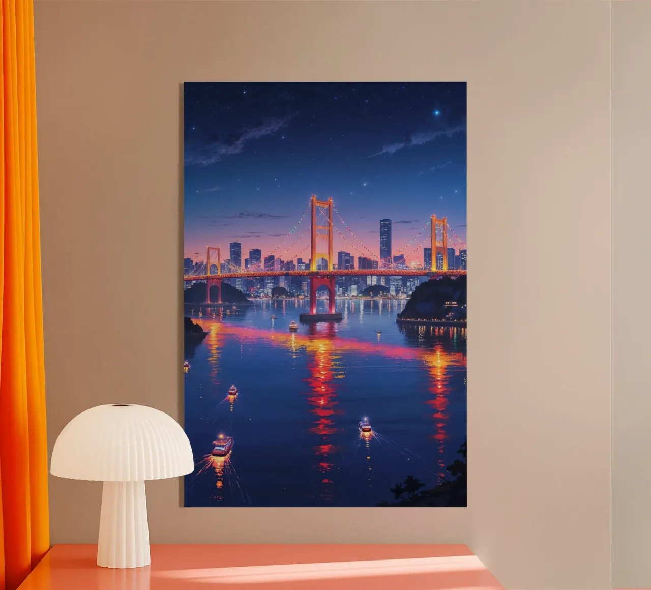 Rainbow Bridge at Twilight – Hyperrealistic Painting plexiglass da AlbertKlee