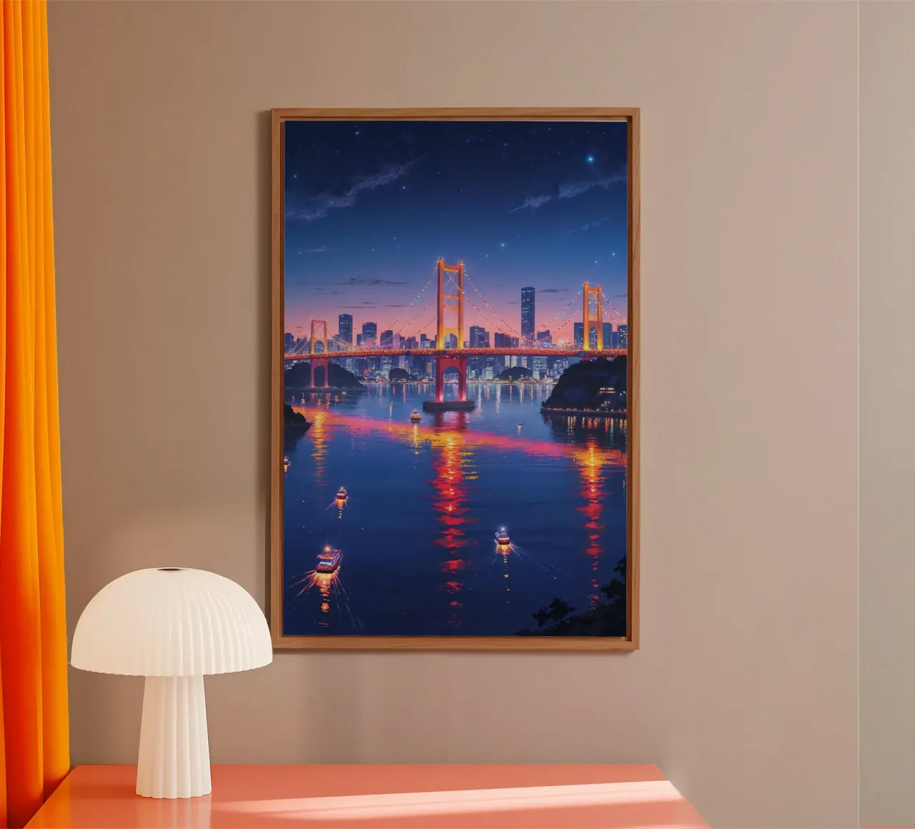 Rainbow Bridge at Twilight – Hyperrealistic Painting alluminio dibond da AlbertKlee
