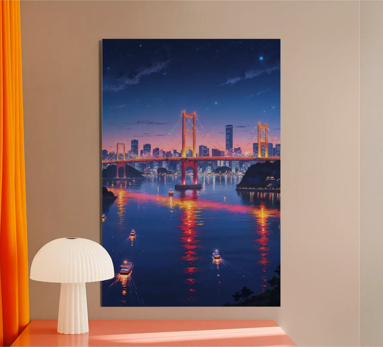 Rainbow Bridge at Twilight – Hyperrealistic Painting alluminio dibond da AlbertKlee
