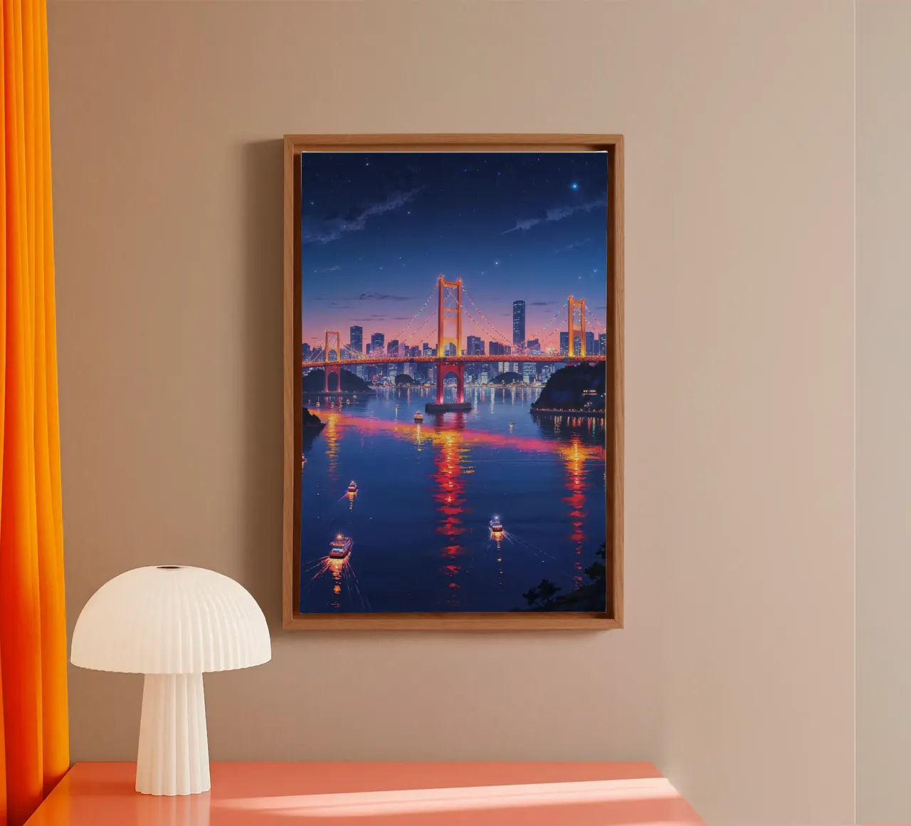 Rainbow Bridge at Twilight – Hyperrealistic Painting tela con Cornice a cassetta da AlbertKlee
