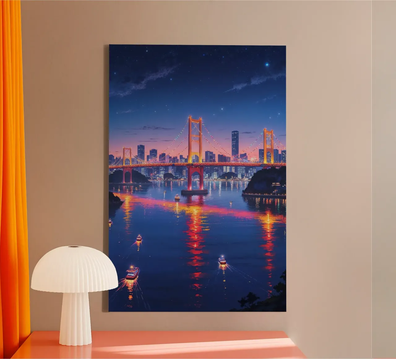 Rainbow Bridge at Twilight – Hyperrealistic Painting tela con Cornice a cassetta da AlbertKlee