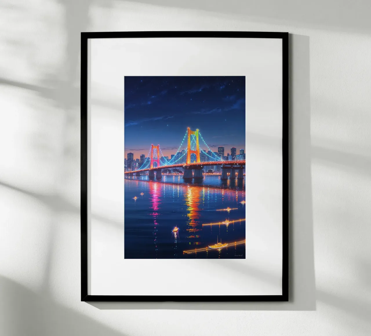 Illuminated Rainbow Bridge Over Tokyo Bay poster da AlbertKlee