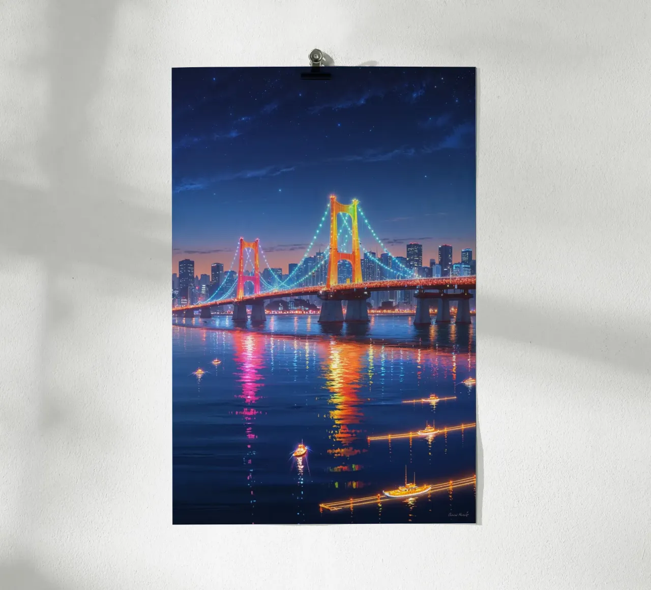 Illuminated Rainbow Bridge Over Tokyo Bay poster da AlbertKlee