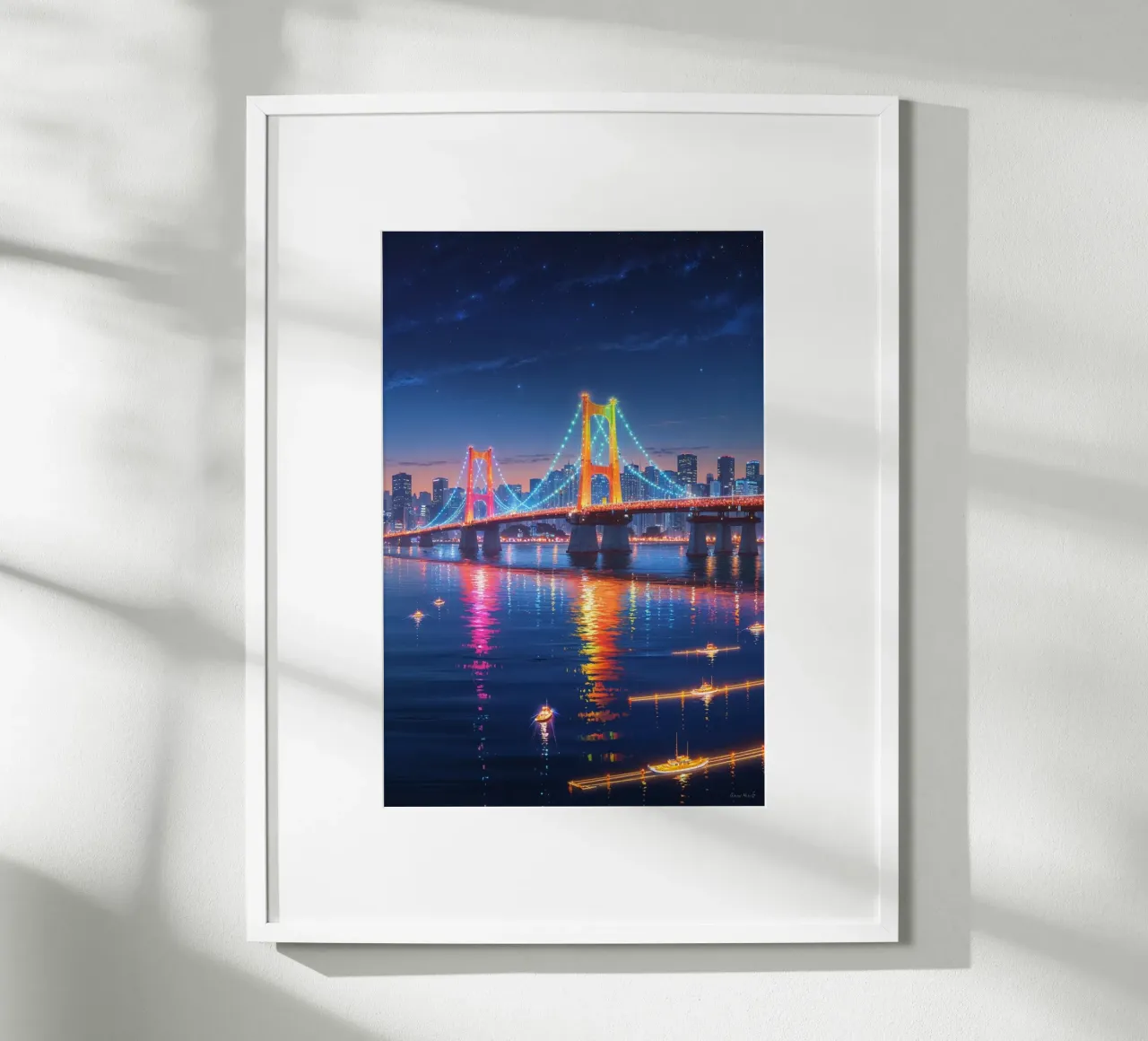 Illuminated Rainbow Bridge Over Tokyo Bay poster da AlbertKlee