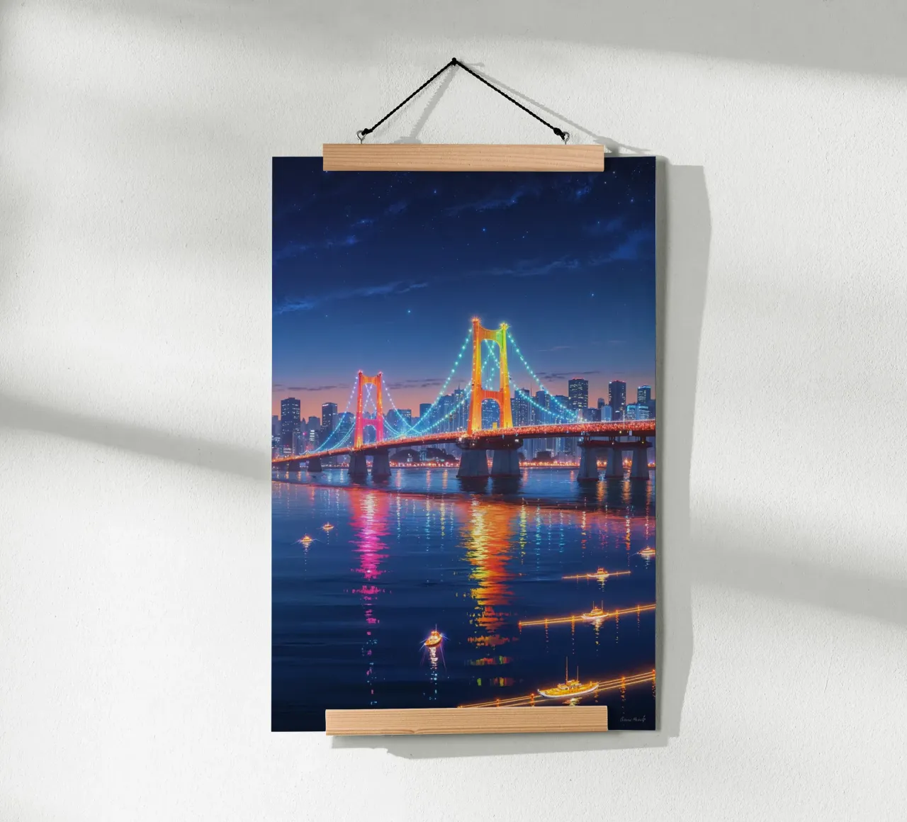 Illuminated Rainbow Bridge Over Tokyo Bay poster da AlbertKlee