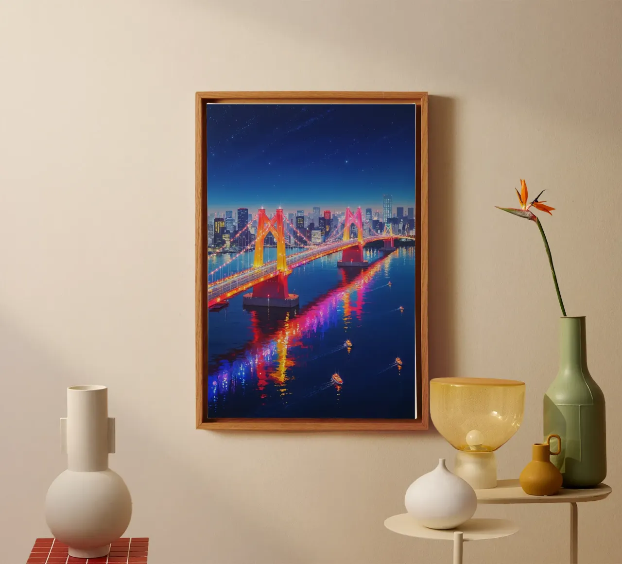 The Magic of Tokyo’s Rainbow Bridge tela con Cornice a cassetta da AlbertKlee