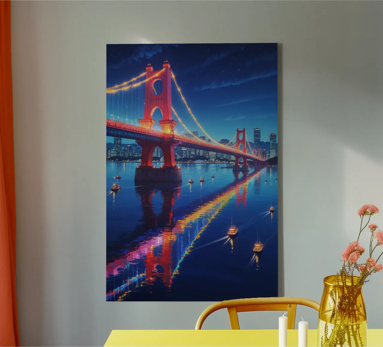 Tokyo’s Rainbow Bridge – A Symphony of Colors tela con Cornice a cassetta da AlbertKlee